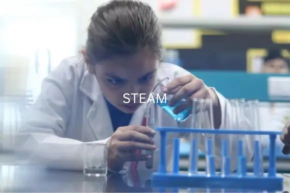 STEAM is a curriculum that teaches students about five different disciplines: science, technology, engineering, arts, and mathematics.